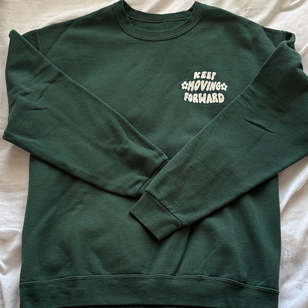 Men's Dark Green Crewneck Sweater - Keep Moving Forward